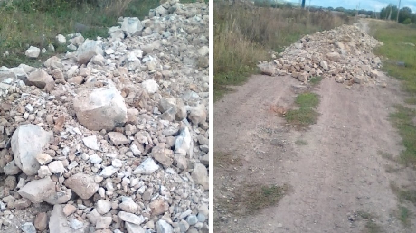 В Русском Камешкире дорогу к селу засыпали камнями вместо щебенки