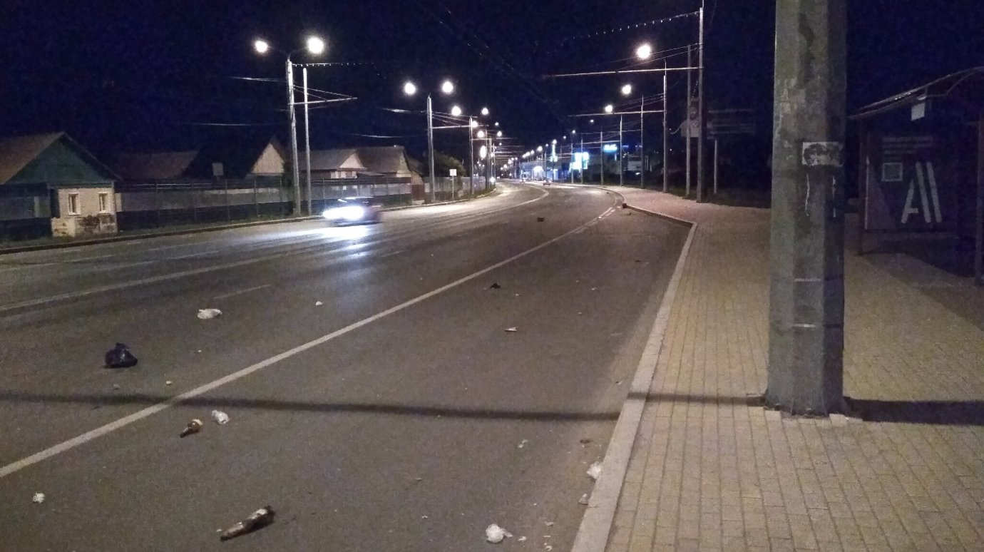 Улицу Терновского в Пензе завалило отходами из мусоровоза