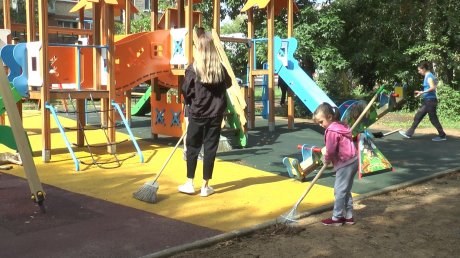 В Каменке добровольцы расчистили детские площадки