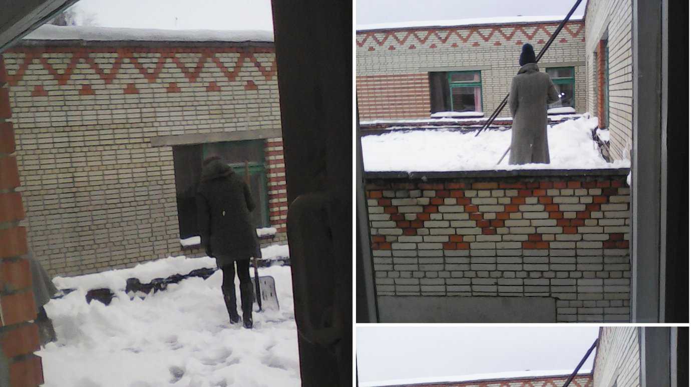 В Кузнецке работники детского сада сами очистили крышу от снега