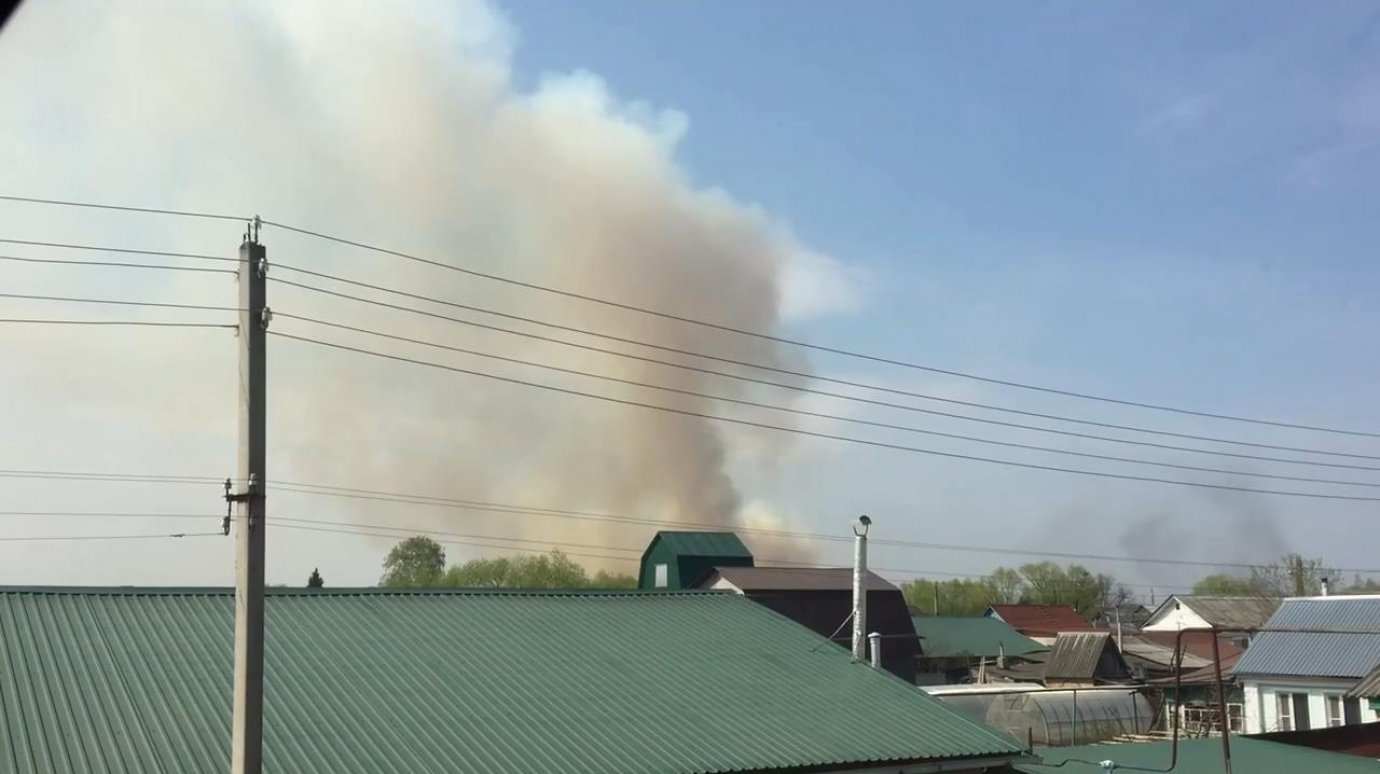 Пять пожарных машин выехали на тушение огня в поселке Мичуринском
