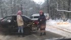 В Пензе трактор помял «Гранту» в районе ул. Зеленодольской