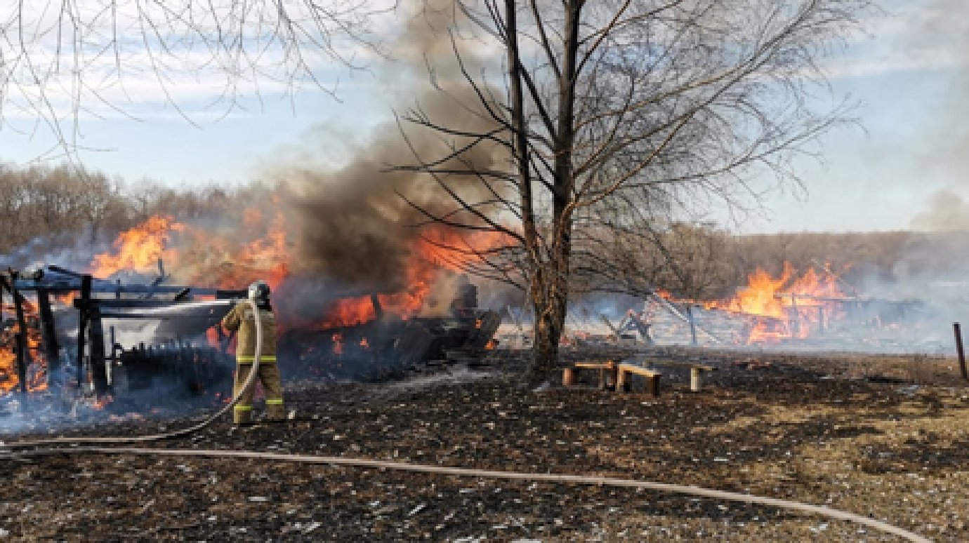 Пожар в Вадинском районе тушили 7 сотрудников МЧС