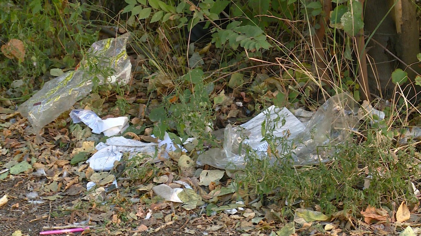 По улице Володарского на десятки метров разлетелся мусор