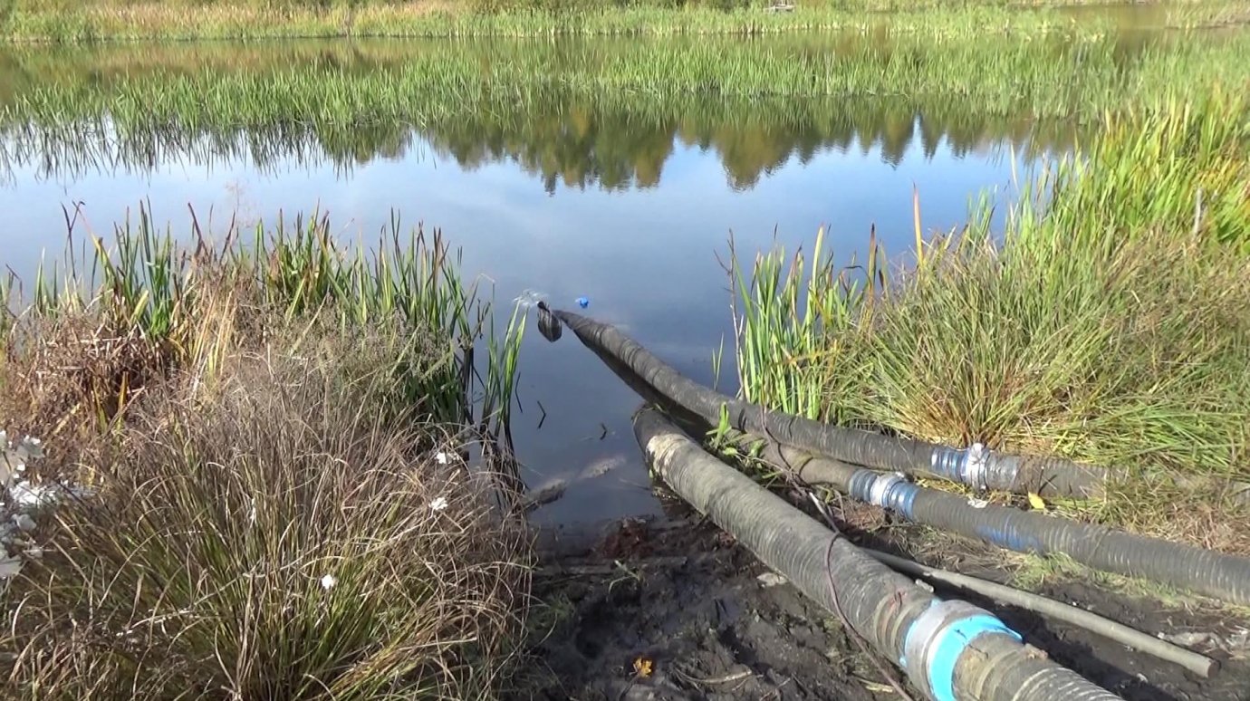 При тушении Чемодановской свалки пришлось брать воду из пруда