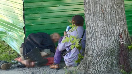 Бездомные развели помойку за оградой Покровского храма
