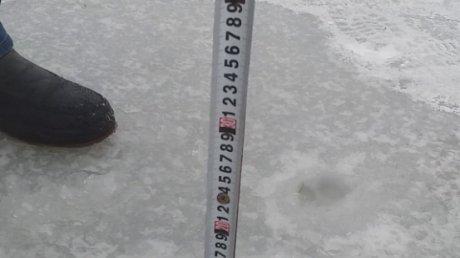 В Пензе замерили толщину льда в месте скопления рыбаков