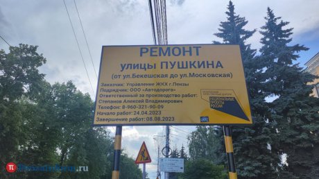 На улице Пушкина в Пензе провалился асфальт