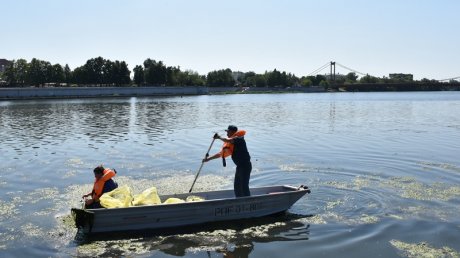 С водной глади Суры вывезли несколько пакетов мусора