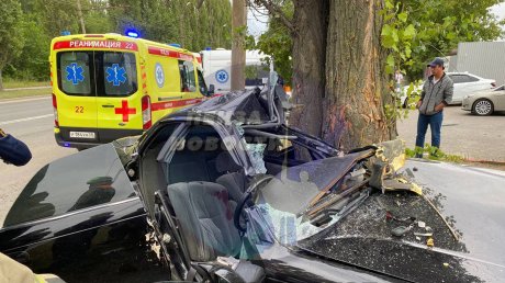 На улице Аустрина автомобиль въехал в дерево, есть пострадавшие