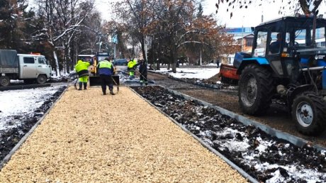 В Пензе ремонтируют пешеходную зону около «Светофорного дерева»