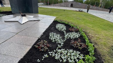 В Пензе у Монумента воинской и трудовой славы высадили цветы