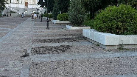 Плитка у Спасского кафедрального собора скрылась под слоем грязи