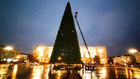 В Пензе закончили собирать елку на площади Ленина