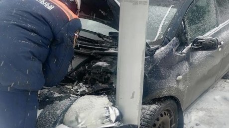 В поселке Чаадаевка Toyota врезалась в столб