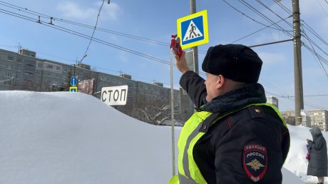 Госавтоинспекция измерила высоту сугробов у переходов в Пензе