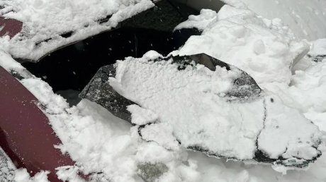 В Чаадаевке на машину с водителем рухнули наледь и снег с дома
