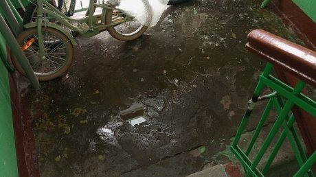 Очистка крыши на Кулакова, 8/2, не спасла от потопа в подъезде