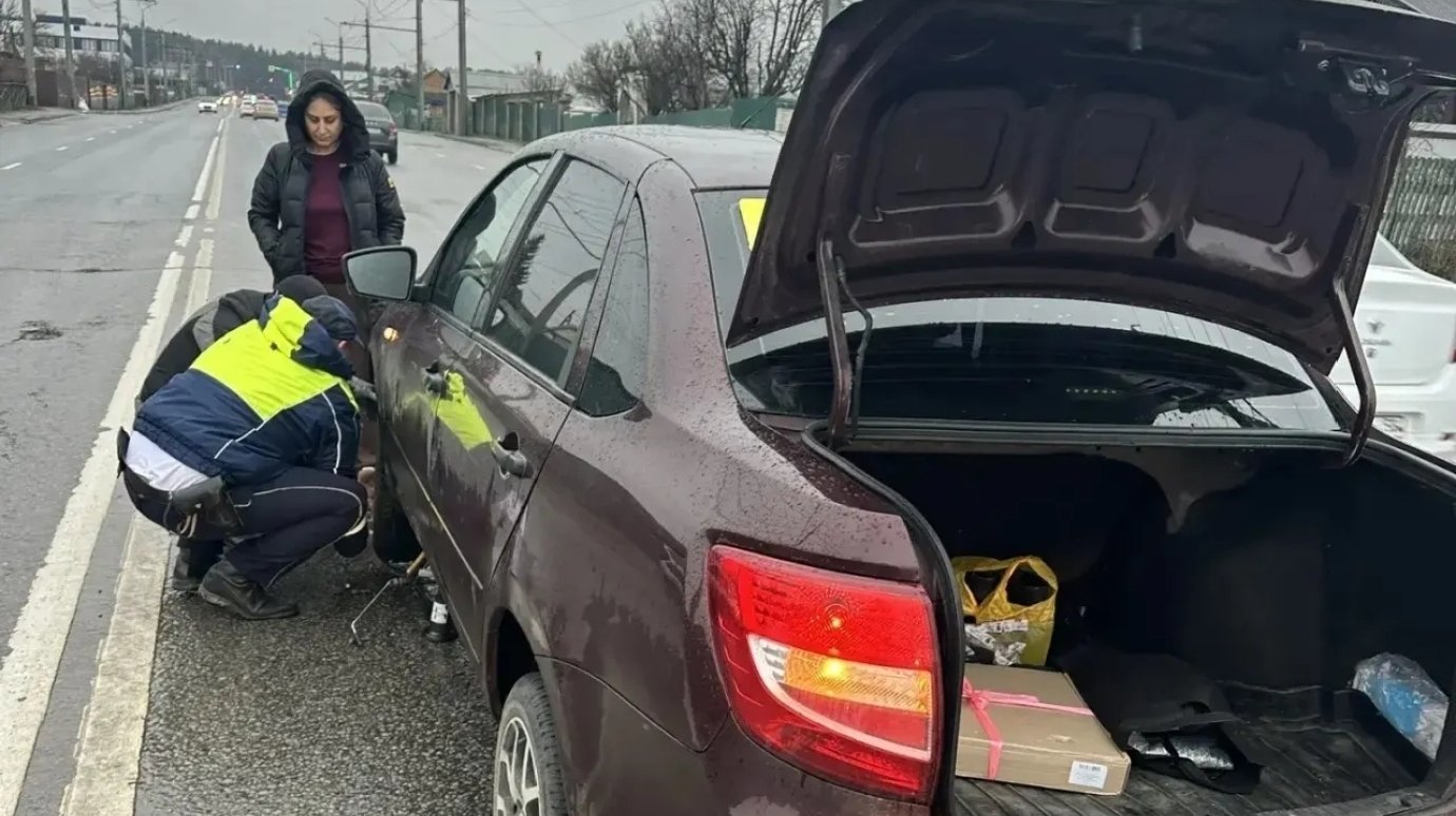 На ул. Карпинского инспекторы ДПС помогли девушке-водителю