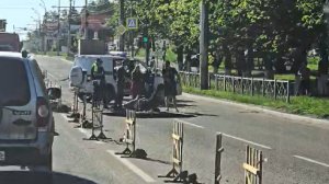 В Пензе мотоциклист попал в ДТП из-за ямы на проспекте Победы