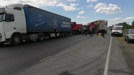 В Пензенском районе столкнулись 2 большегруза, пострадал человек