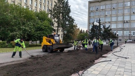 В центре Пензы в цветниках обновляют чернозем