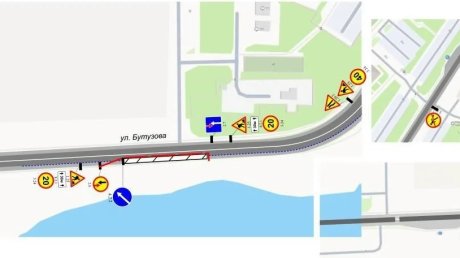 Пешеходам запретили пользоваться тротуаром на улице Бутузова